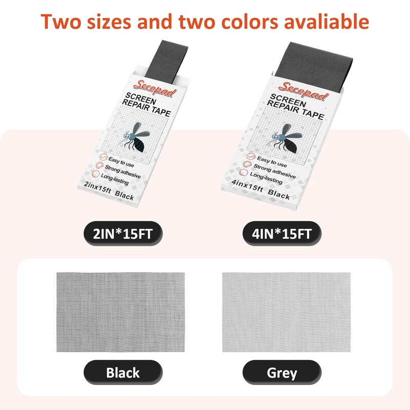 Secopad Grey Screen Repair Tape, 2" X 180" (15FT) Window Screen Door Repair Kit, Strong Adhesive Fiberglass Patch Tape Mesh - Image 5